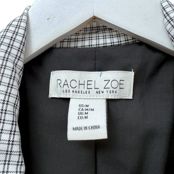 RACHEL ZOE Boyfriend Blazer Medium Double Breasted Black Check NWOT - Picture 5 of 8
